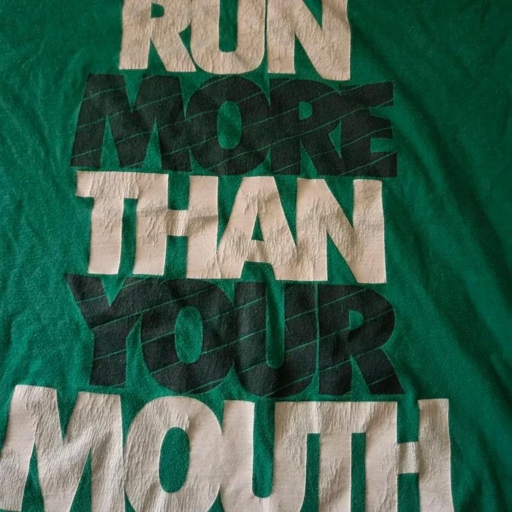 Iced Out Graphic Tee‎ Mens XL Green Run More Than Your Mouth Motivational Shirt